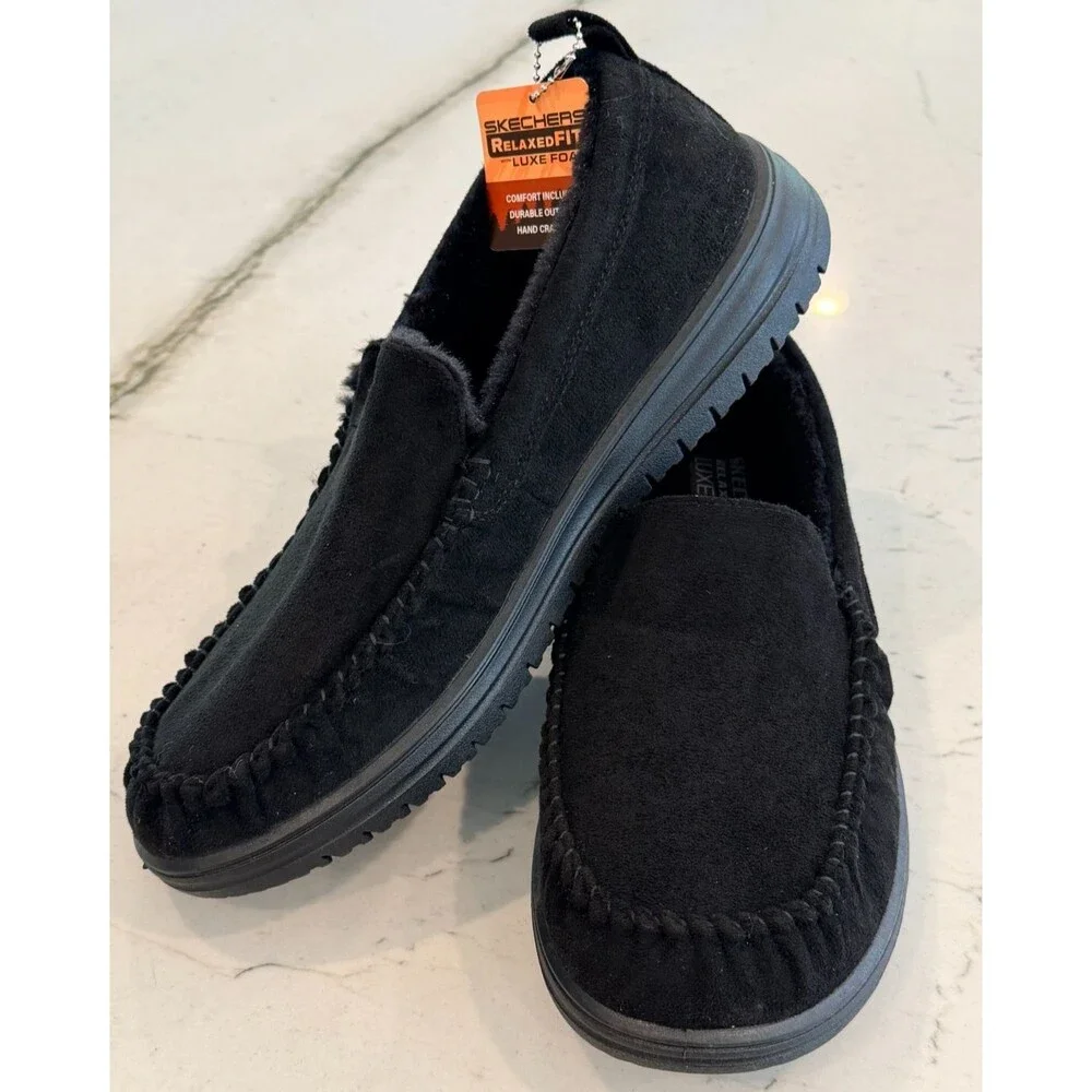 Skechers Murette Ghetti Slippers Men Size 11 Black Luxe Foam Footbed/ NEW!